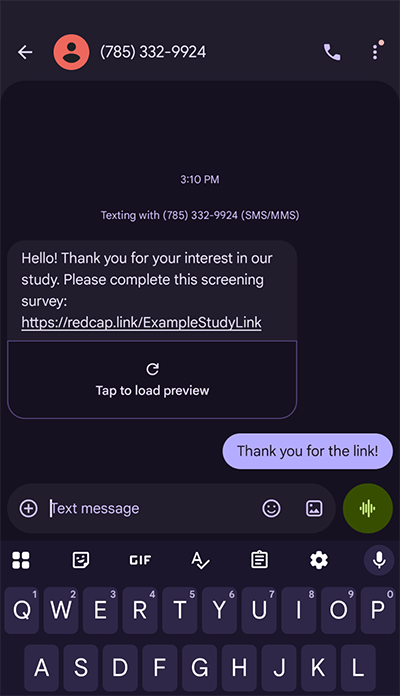 a cell phone screenshot showing a conversation