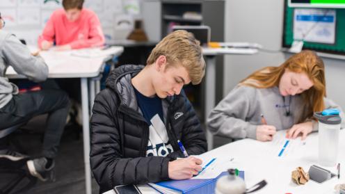 High School students working on an assignment in class